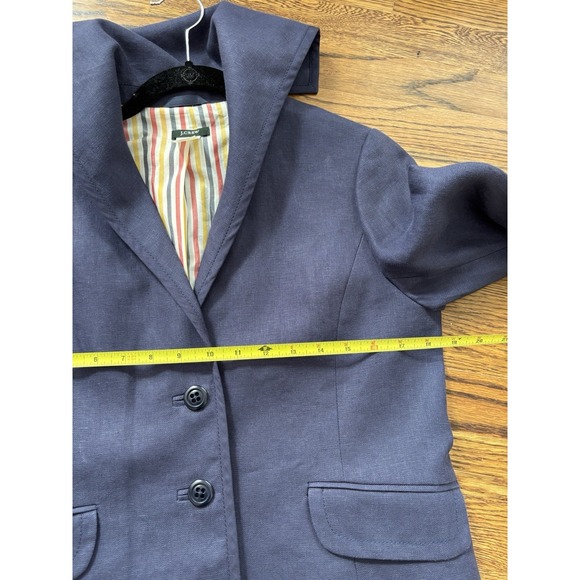 J. Crew Navy Linen Button Up Blazer Women's Size 6 Nautical Profession Career - Picture 6 of 7